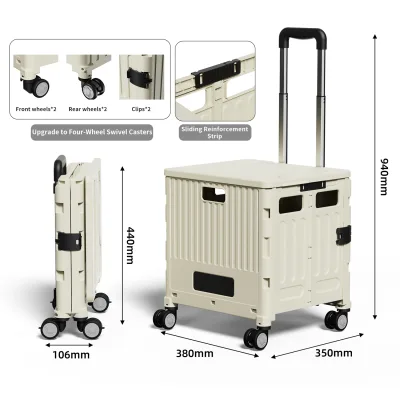 Chariot utilitaire pliable à poignée télescopique – image 2
