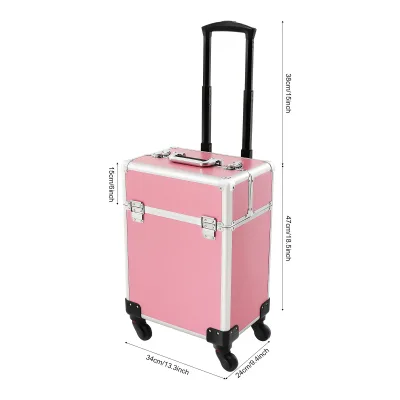 Mallette de maquillage à roulettes, rose – image 3