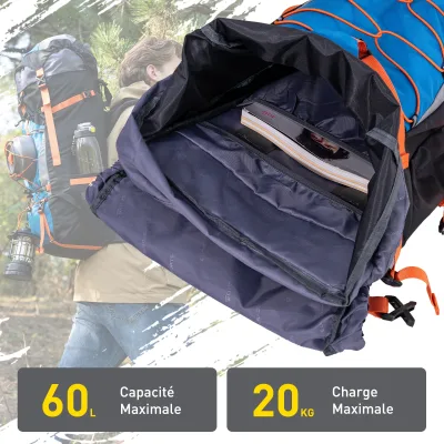 Sac à dos de randonnée pliable 60 L en nylon – image 3