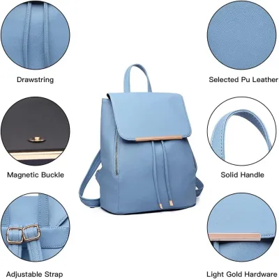 Sac à dos en simili cuir, fermeture magnétique – image 3