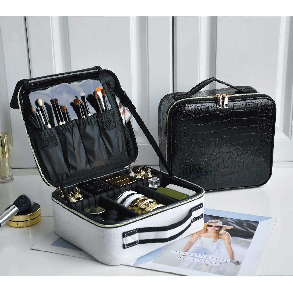 Trousse de toilette simili cuir portable