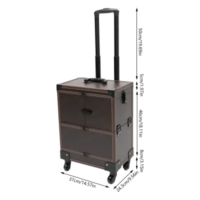 Valise de maquillage à roulettes café – image 3