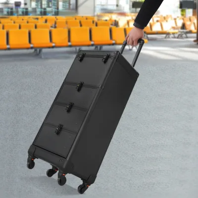 Valise de maquillage roulante à 3 tiroirs, noire – image 2